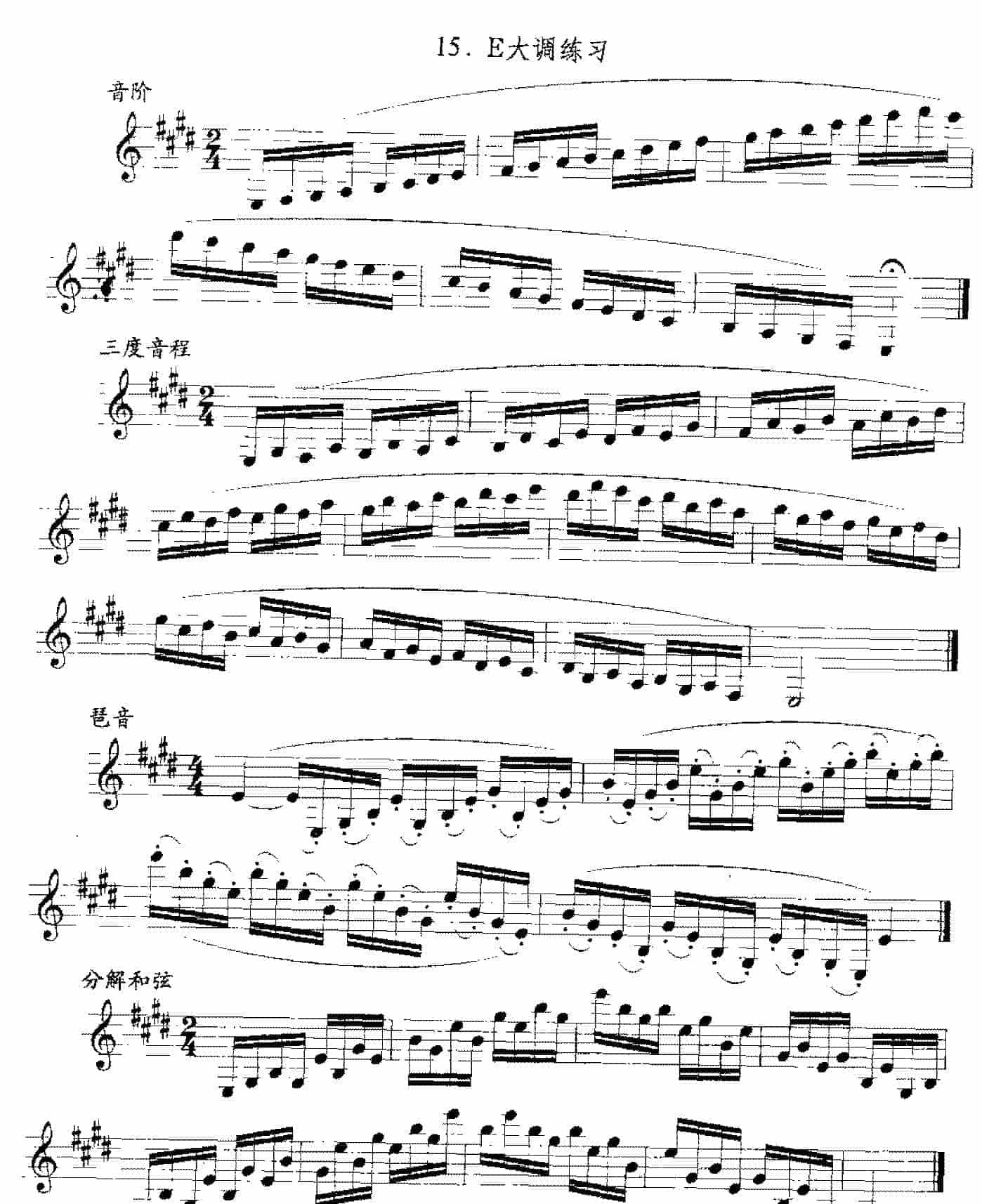 单簧管日常基础技术练习曲《E大调练习》_第1张