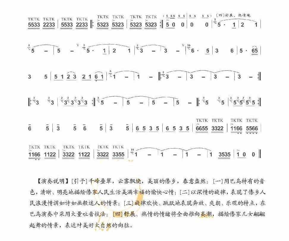 巴乌中高级乐曲《傣乡情歌》王亚军曲_第2张