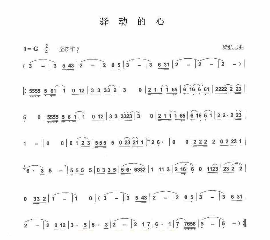 巴乌通俗乐曲《驿动的心》梁弘志曲_第1张