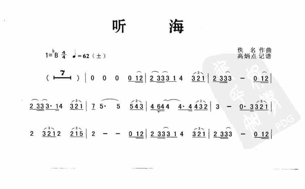 萨克斯金曲《听海》高炳点 记谱_第1张