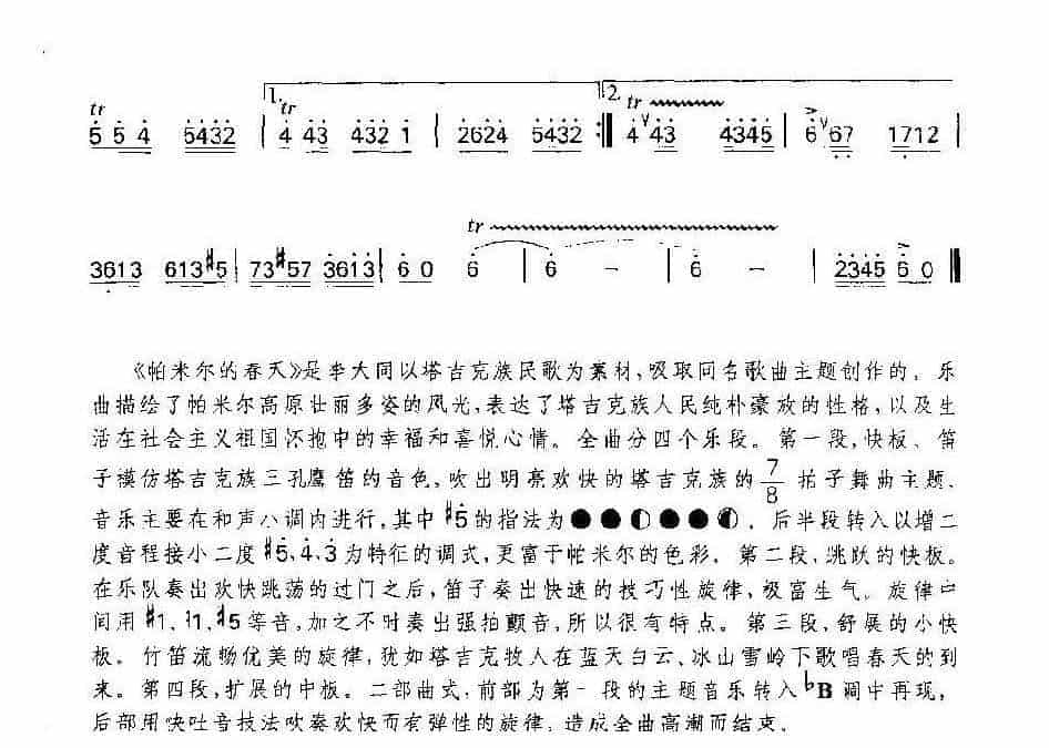 笛子独奏乐曲《帕米尔的春天》李大同 编曲_第5张