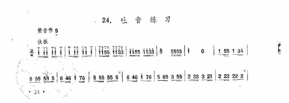 笛子练习曲选《吐音练习》竹笛练习乐谱_第1张