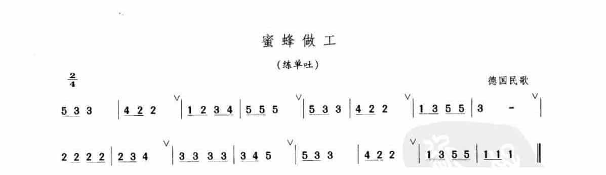笛子考级练习曲《蜜蜂做工&amp;德国民歌》竹笛一级乐曲谱_第1张
