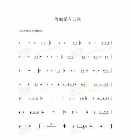 陶笛独奏乐谱《假如爱有天意》_第1张