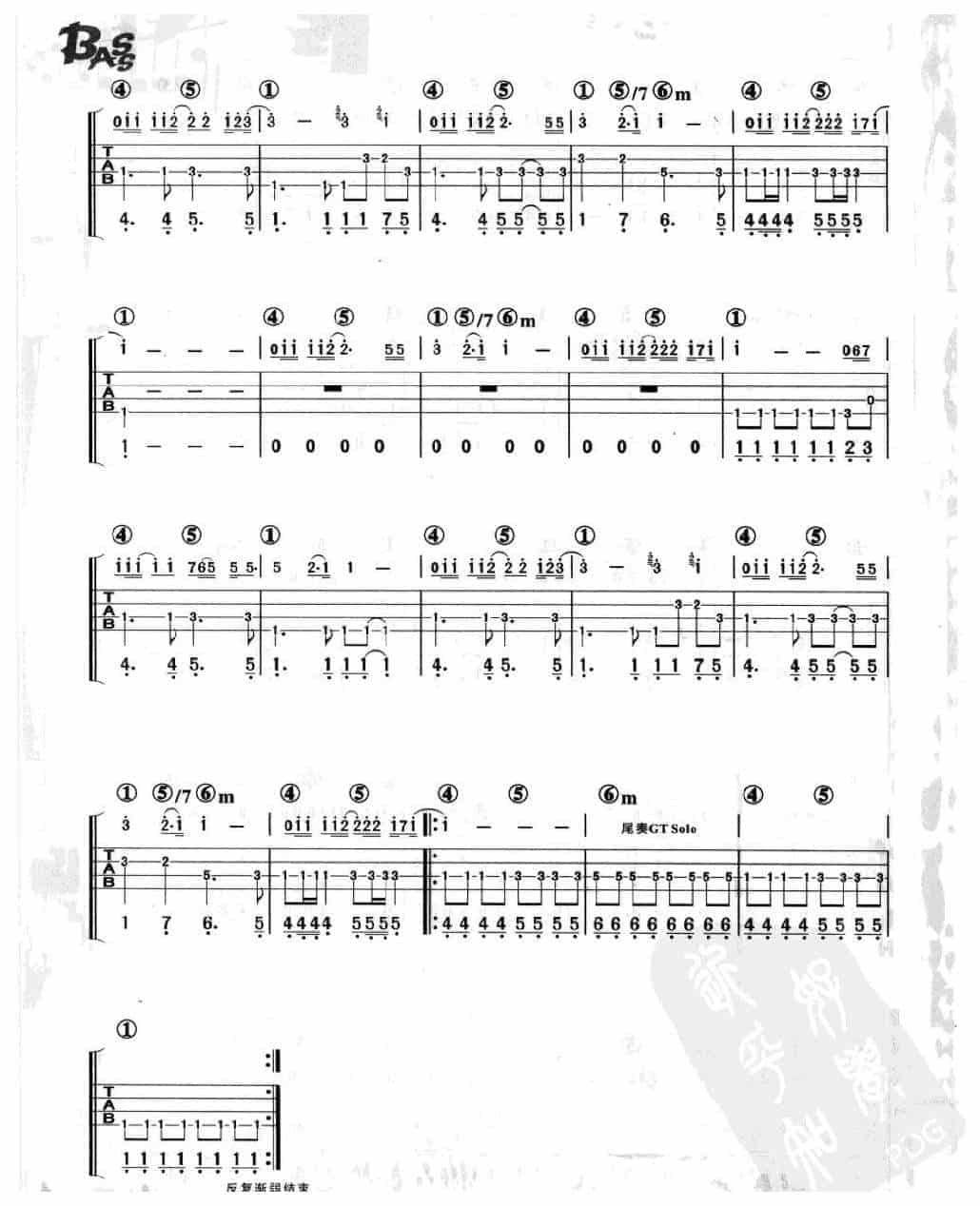 电贝司伴奏乐曲《海阔天空 Beyond乐队》摇滚_第3张