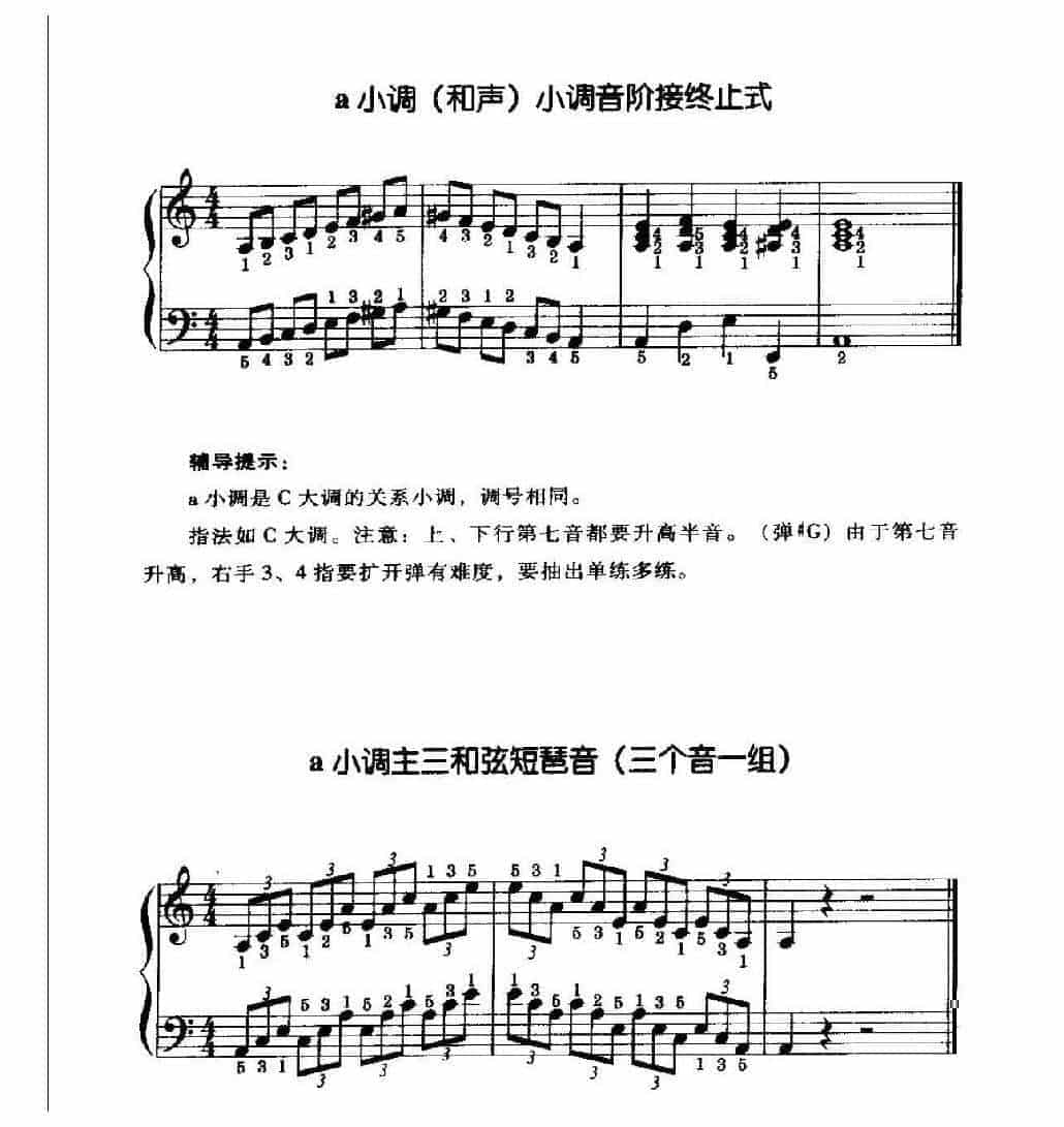 电子琴常用调练习曲多指和弦伴奏 a小调音阶、终止式、琶音_第2张