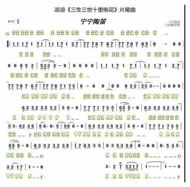 陶笛《三生三世十里桃花》6孔及12孔附指法图_第1张
