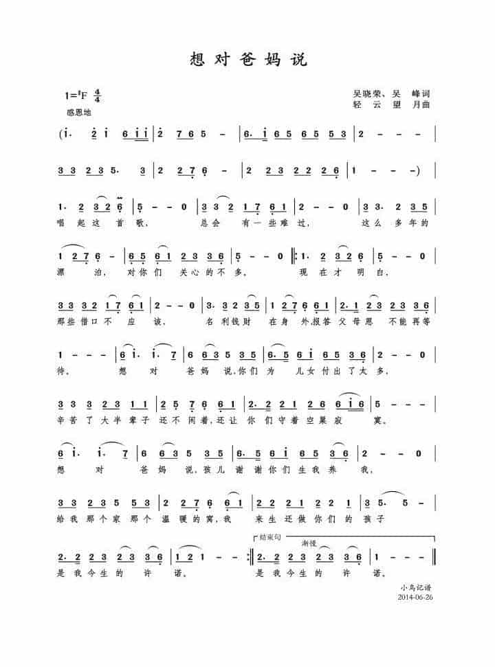 唢呐乐曲【想对爸妈说】_第1张