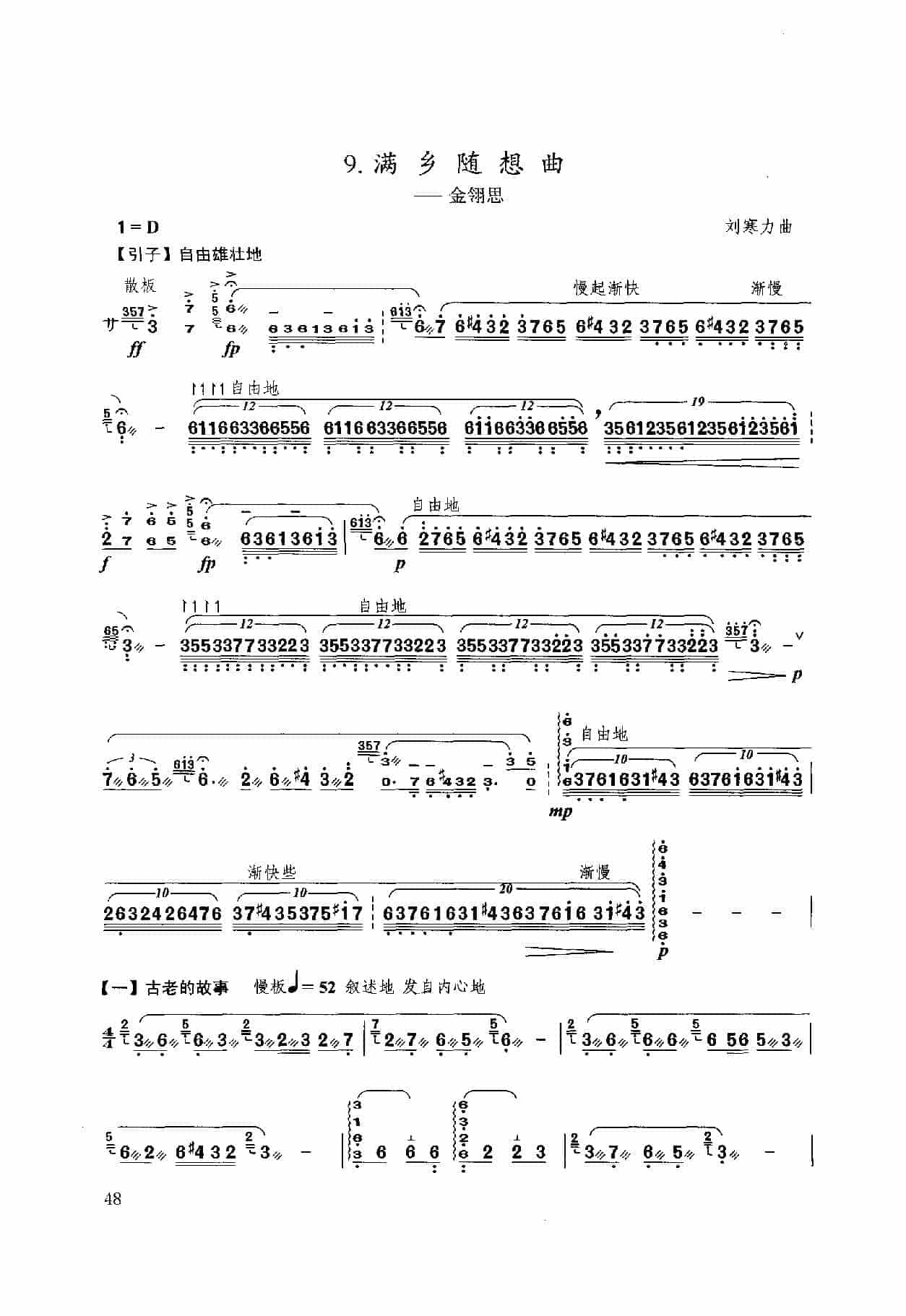 扬琴经典曲目简谱：满乡随想曲 金翎思 刘寒力曲_第1张