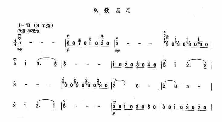 二胡曲谱：数星星_第1张