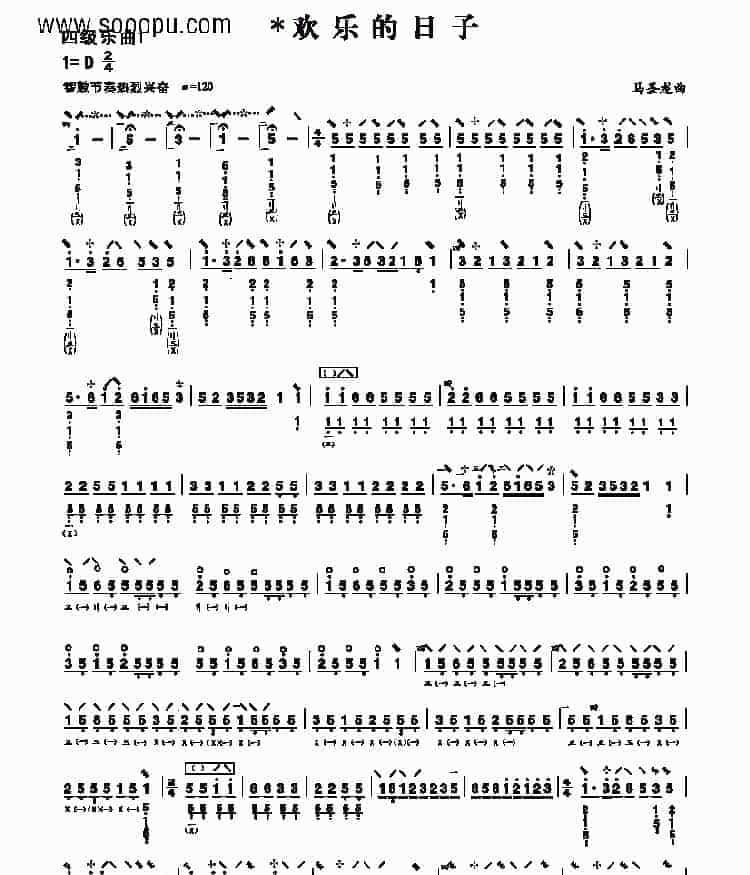 四级乐曲《欢乐的日子》 民乐类 琵琶_第1张