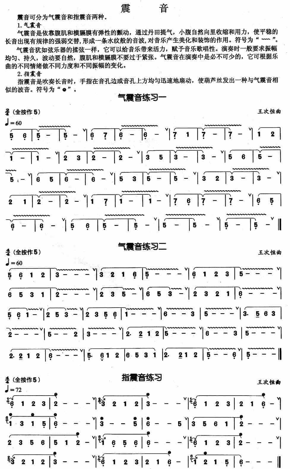 葫芦丝基本技巧练习曲--震音_第1张